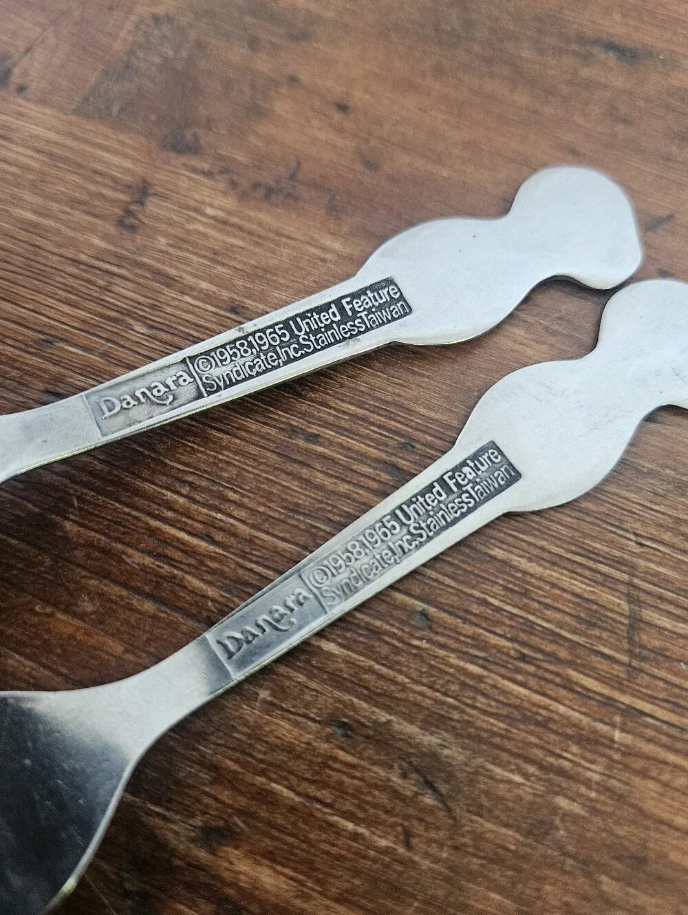 Vintage Danara Snoopy And Woodstock Fork And Spoon Childs Cutlery Set Silverware